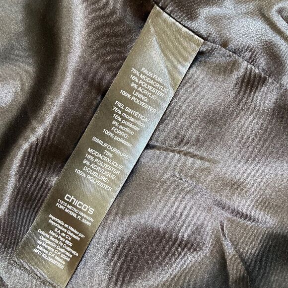 Chico’s Black Label Faux Fur Jacket - Picture 4 of 12